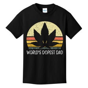 Worlds Dopest Dad Funny Marijuana Leaf Cannabis Weed 420 Kids T-Shirt