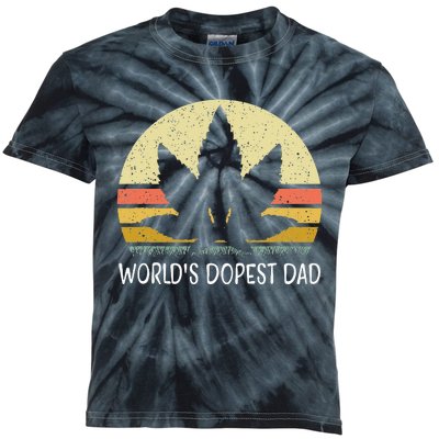 Worlds Dopest Dad Funny Marijuana Leaf Cannabis Weed 420 Kids Tie-Dye T-Shirt