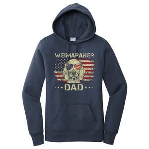 Weimaraner Dad Dog Lovers American Flag 4th Of July Women's Pullover Hoodie