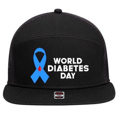 World Diabetes Day Cool Gift Diabetes Cool Gift Diabetes Awareness Gift 7 Panel Mesh Trucker Snapback Hat