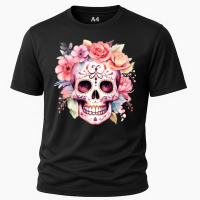 Watercolor Dia De Los Muertos Day Of The Dead Sugar Skull Performance Shirt