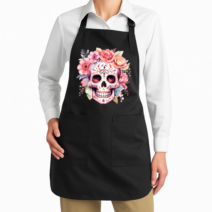 Watercolor Dia De Los Muertos Day Of The Dead Sugar Skull Apron