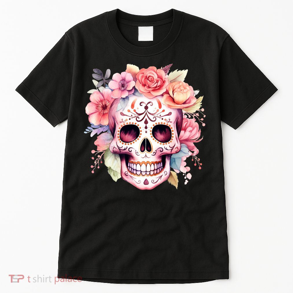 Watercolor Dia De Los Muertos Day Of The Dead Sugar Skull Tall T-Shirt