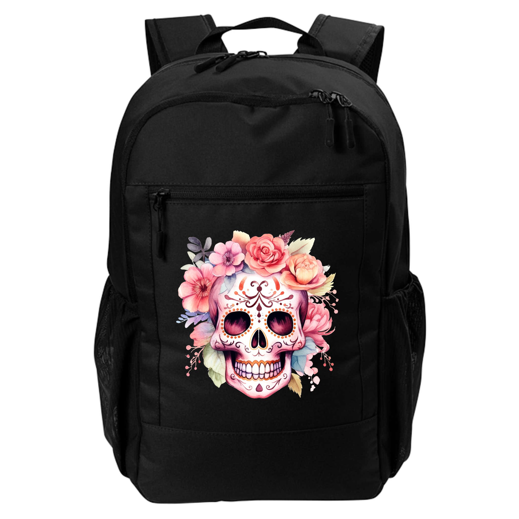 Watercolor Dia De Los Muertos Day Of The Dead Sugar Skull Backpack
