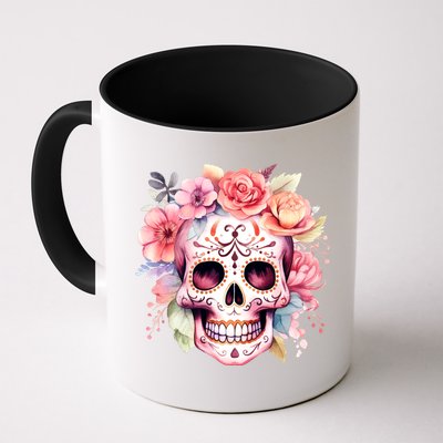 Watercolor Dia De Los Muertos Day Of The Dead Sugar Skull Mug