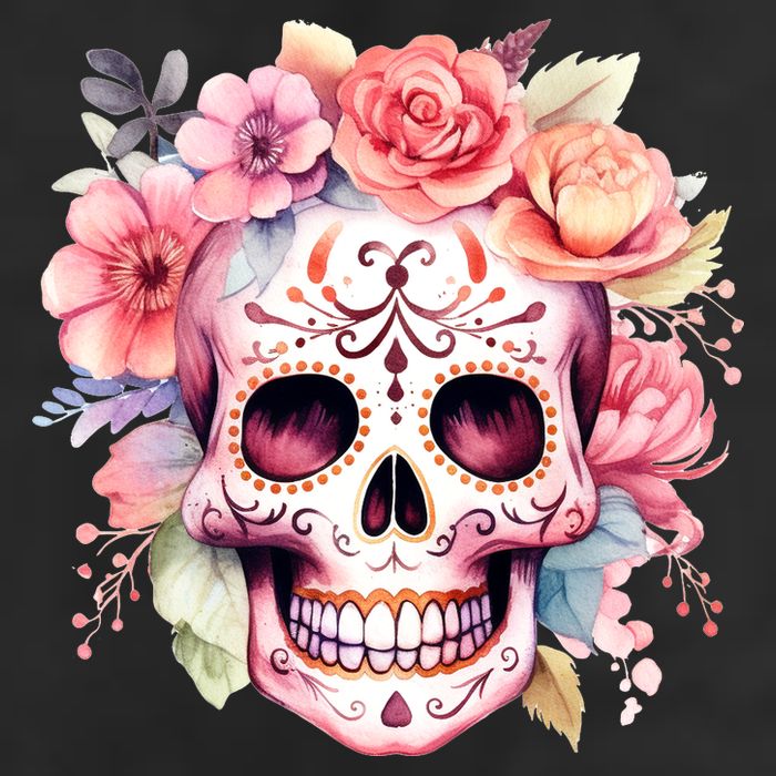 Watercolor Dia De Los Muertos Day Of The Dead Sugar Skull Beanie