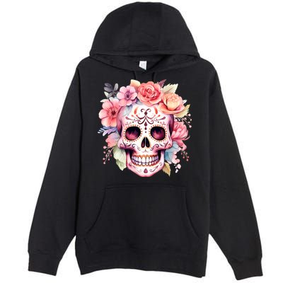 Watercolor Dia De Los Muertos Day Of The Dead Sugar Skull Premium Pullover Hoodie