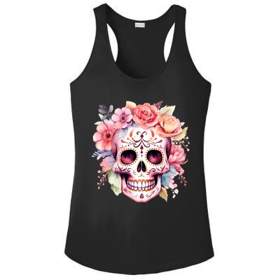Watercolor Dia De Los Muertos Day Of The Dead Sugar Skull Ladies PosiCharge Competitor Racerback Tank
