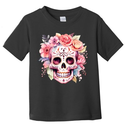 Watercolor Dia De Los Muertos Day Of The Dead Sugar Skull Toddler T-Shirt