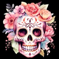 Watercolor Dia De Los Muertos Day Of The Dead Sugar Skull Toddler T-Shirt