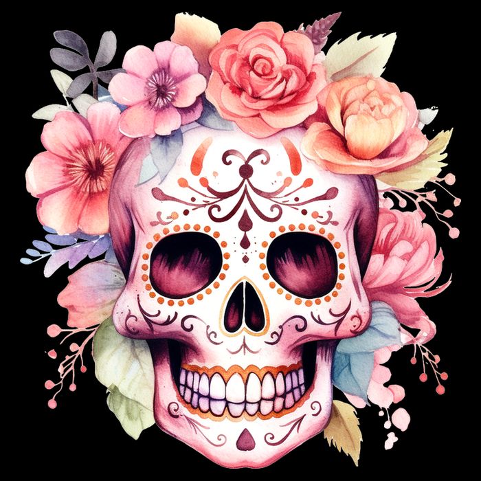 Watercolor Dia De Los Muertos Day Of The Dead Sugar Skull Toddler T-Shirt