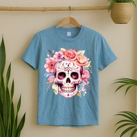Watercolor Dia De Los Muertos Day Of The Dead Sugar Skull T-Shirt