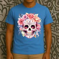 Watercolor Dia De Los Muertos Day Of The Dead Sugar Skull T-Shirt