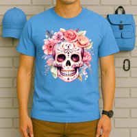 Watercolor Dia De Los Muertos Day Of The Dead Sugar Skull T-Shirt