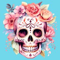 Watercolor Dia De Los Muertos Day Of The Dead Sugar Skull T-Shirt