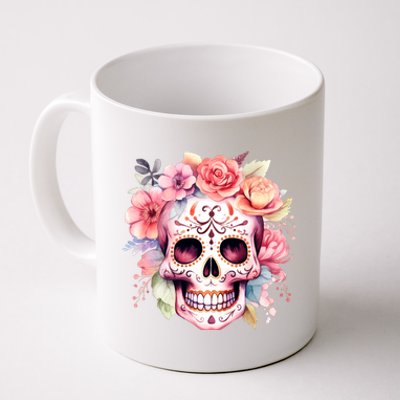 Watercolor Dia De Los Muertos Day Of The Dead Sugar Skull Coffee Mug