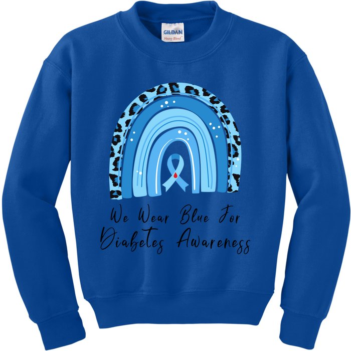 World Diabetes Day Awareness November Blue Leopard Ribbon Cool Gift Kids Sweatshirt