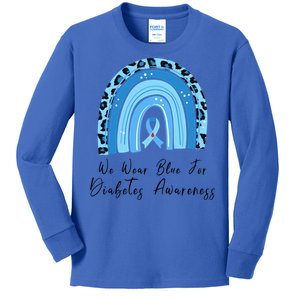 World Diabetes Day Awareness November Blue Leopard Ribbon Cool Gift Kids Long Sleeve Shirt