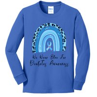 World Diabetes Day Awareness November Blue Leopard Ribbon Cool Gift Kids Long Sleeve Shirt