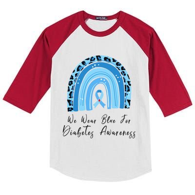 World Diabetes Day Awareness November Blue Leopard Ribbon Cool Gift Kids Colorblock Raglan Jersey