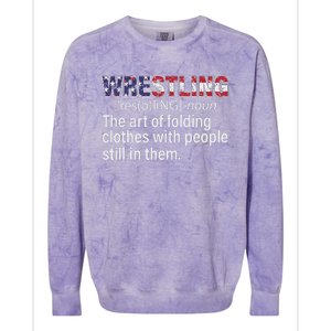 Wrestling Definition Design For Wrestler Fans Wrestle Foldin Colorblast Crewneck Sweatshirt