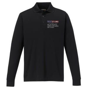 Wrestling Definition Design For Wrestler Fans Wrestle Foldin Performance Long Sleeve Polo