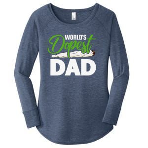 Worlds Dopest Dad Cannabis Marijuana Weed Funny Fathers Day Women's Perfect Tri Tunic Long Sleeve Shirt