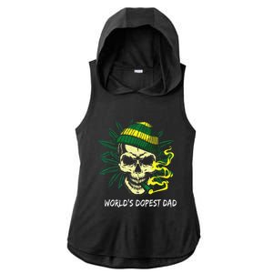 Worlds Dopest Dad Skull Weed 420 Cannabis Fun Fathers Day Ladies PosiCharge Tri-Blend Wicking Draft Hoodie Tank