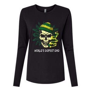 Worlds Dopest Dad Skull Weed 420 Cannabis Fun Fathers Day Womens Cotton Relaxed Long Sleeve T-Shirt