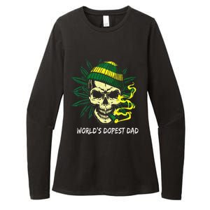 Worlds Dopest Dad Skull Weed 420 Cannabis Fun Fathers Day Womens CVC Long Sleeve Shirt