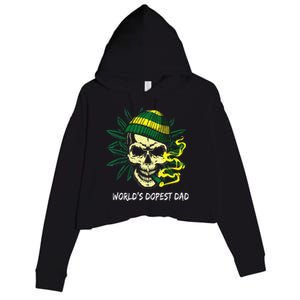 Worlds Dopest Dad Skull Weed 420 Cannabis Fun Fathers Day Crop Fleece Hoodie