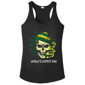 Worlds Dopest Dad Skull Weed 420 Cannabis Fun Fathers Day Ladies PosiCharge Competitor Racerback Tank