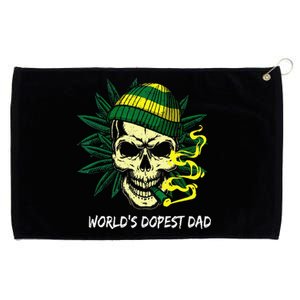 Worlds Dopest Dad Skull Weed 420 Cannabis Fun Fathers Day Grommeted Golf Towel