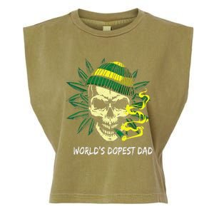 Worlds Dopest Dad Skull Weed 420 Cannabis Fun Fathers Day Garment-Dyed Women's Muscle Tee