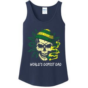 Worlds Dopest Dad Skull Weed 420 Cannabis Fun Fathers Day Ladies Essential Tank