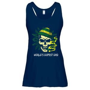 Worlds Dopest Dad Skull Weed 420 Cannabis Fun Fathers Day Ladies Essential Flowy Tank