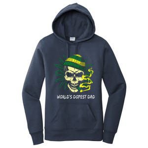 Worlds Dopest Dad Skull Weed 420 Cannabis Fun Fathers Day Women's Pullover Hoodie