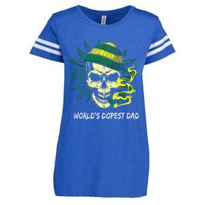 Worlds Dopest Dad Skull Weed 420 Cannabis Fun Fathers Day Enza Ladies Jersey Football T-Shirt