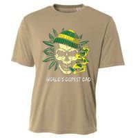 Worlds Dopest Dad Skull Weed 420 Cannabis Fun Fathers Day Cooling Performance Crew T-Shirt