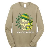 Worlds Dopest Dad Skull Weed 420 Cannabis Fun Fathers Day Long Sleeve Shirt