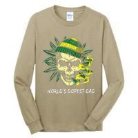 Worlds Dopest Dad Skull Weed 420 Cannabis Fun Fathers Day Tall Long Sleeve T-Shirt