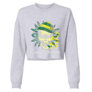 Worlds Dopest Dad Skull Weed 420 Cannabis Fun Fathers Day Cropped Pullover Crew