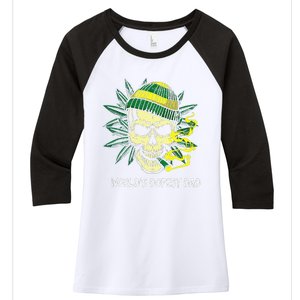 Worlds Dopest Dad Skull Weed 420 Cannabis Fun Fathers Day Women's Tri-Blend 3/4-Sleeve Raglan Shirt