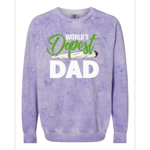 World's Dopest Dad Cannabis Marijuana Weed Funny Fathers Day Colorblast Crewneck Sweatshirt