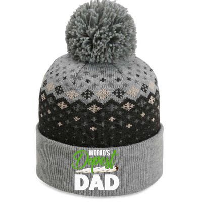 World's Dopest Dad Cannabis Marijuana Weed Funny Fathers Day The Baniff Cuffed Pom Beanie