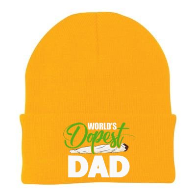 World's Dopest Dad Cannabis Marijuana Weed Funny Fathers Day Knit Cap Winter Beanie