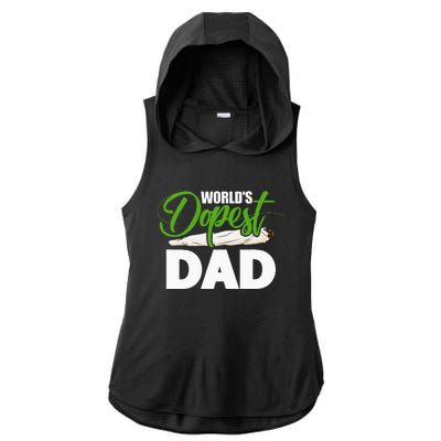 World's Dopest Dad Cannabis Marijuana Weed Funny Fathers Day Ladies PosiCharge Tri-Blend Wicking Draft Hoodie Tank