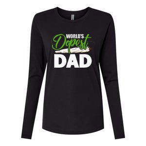 World's Dopest Dad Cannabis Marijuana Weed Funny Fathers Day Womens Cotton Relaxed Long Sleeve T-Shirt