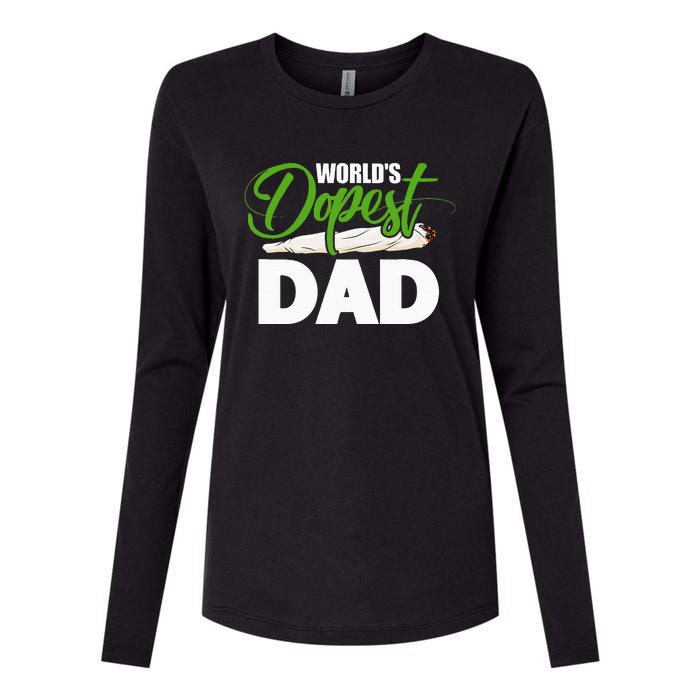 World's Dopest Dad Cannabis Marijuana Weed Funny Fathers Day Womens Cotton Relaxed Long Sleeve T-Shirt