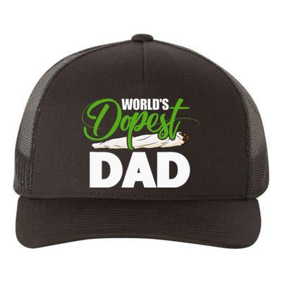 World's Dopest Dad Cannabis Marijuana Weed Funny Fathers Day Yupoong Adult 5-Panel Trucker Hat